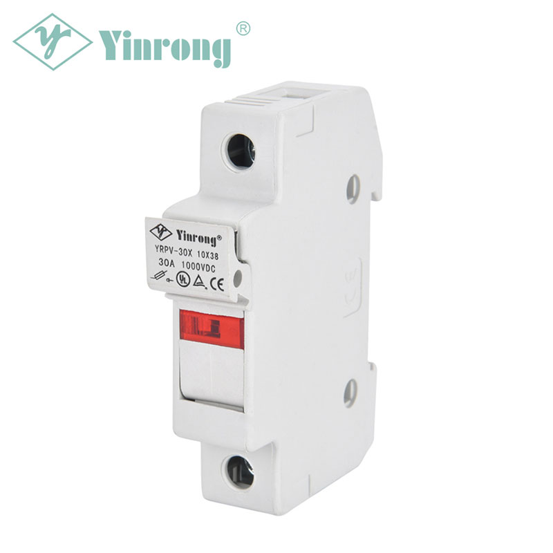1000VDC 30A 10×38mm နေရောင်ခြည်စွမ်းအင်သုံး PV DIN မီးရထား Fuse ကိုင်ဆောင်သူ